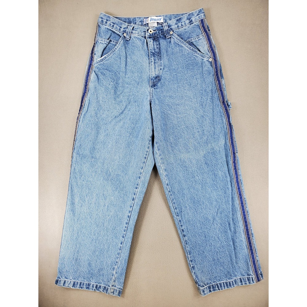 Utility Carpenter Jeans Mens 34 Blue Baggy Skater Side Stripe Jnco Style Y2K 90s